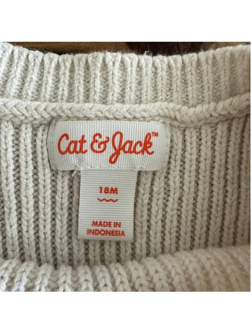 Cat & Jack Knit Dress 18M Beige Ruffle Long Sleeve Baby Girl Dress
